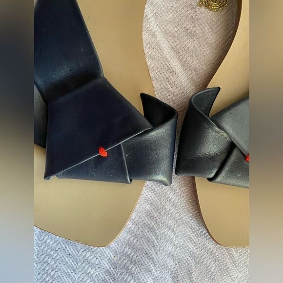 Tibi navy blue women's sandals with beige sole size 36 - Picture 2 of 12